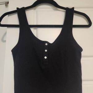Old Navy Black Ribbed Tank Top with Buttons